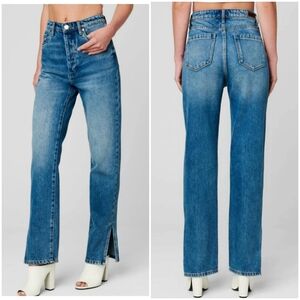 Blank NYC The Lexington Slim Straight Leg Split Hem Button Fly Jeans Blue W26
